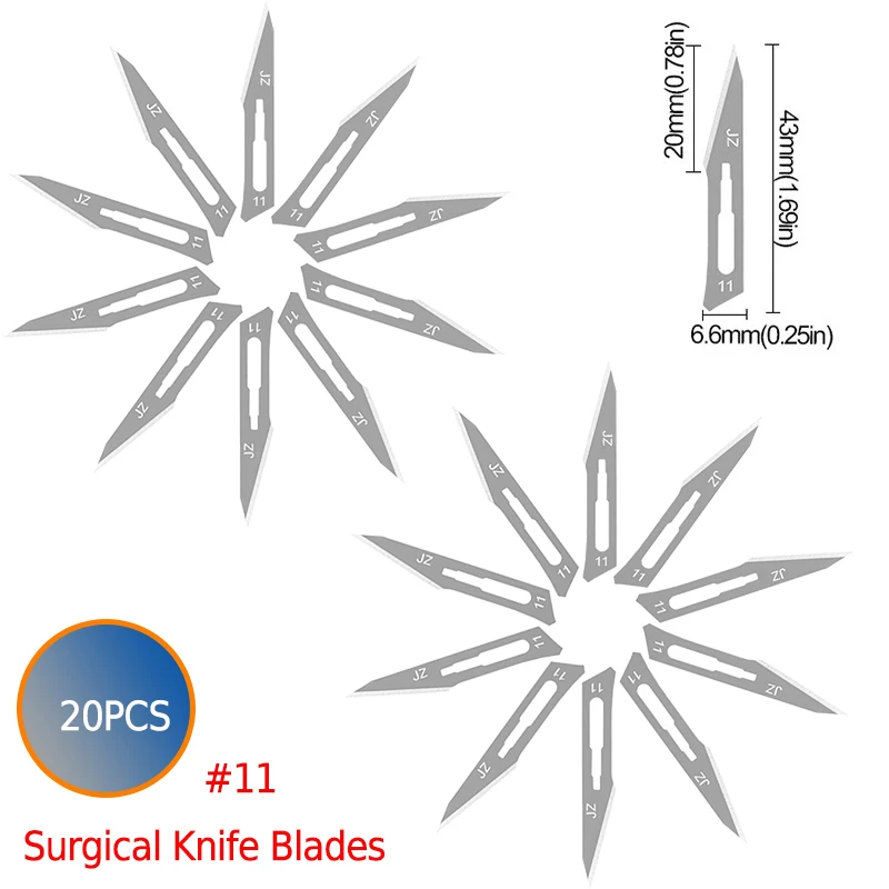 20pcs #11 Blades Stainless Steel Engraving Knife Blades Metal Blade Wood Carving Knife Blade Replacement Scalpel Craft Pen Knife