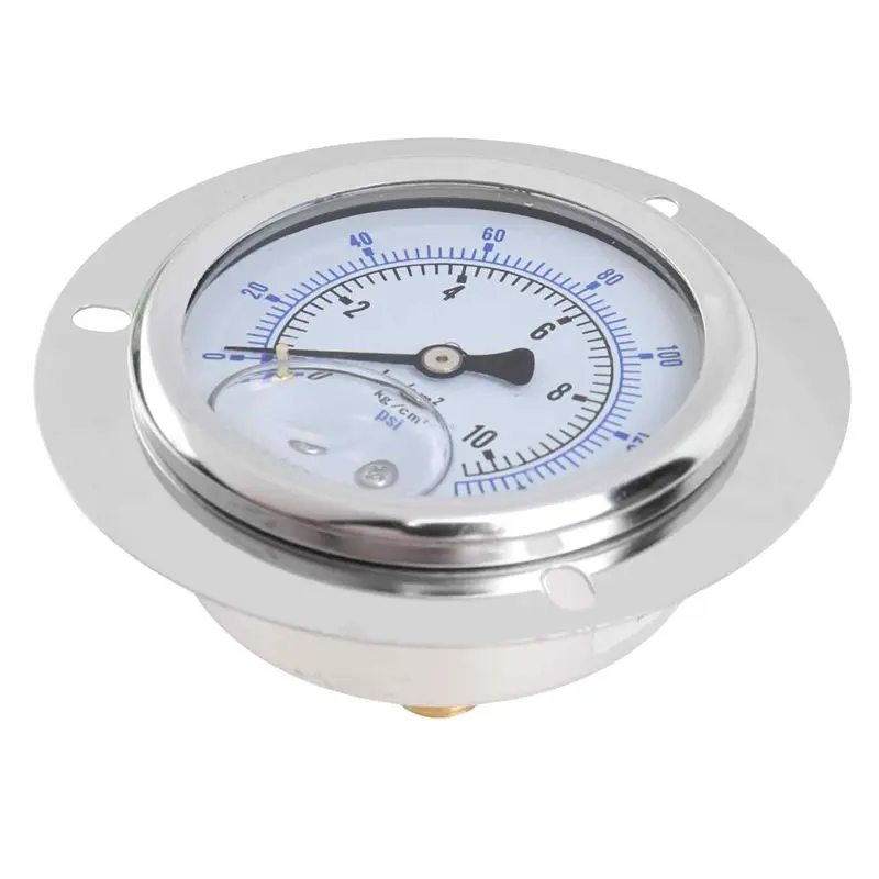 Brass Movement Back Mount Manometer, 60Mm Front Flange Pressure Gauge, Liquid Filled Hydraulic Oil Pressure Meter-[A002 Wind]