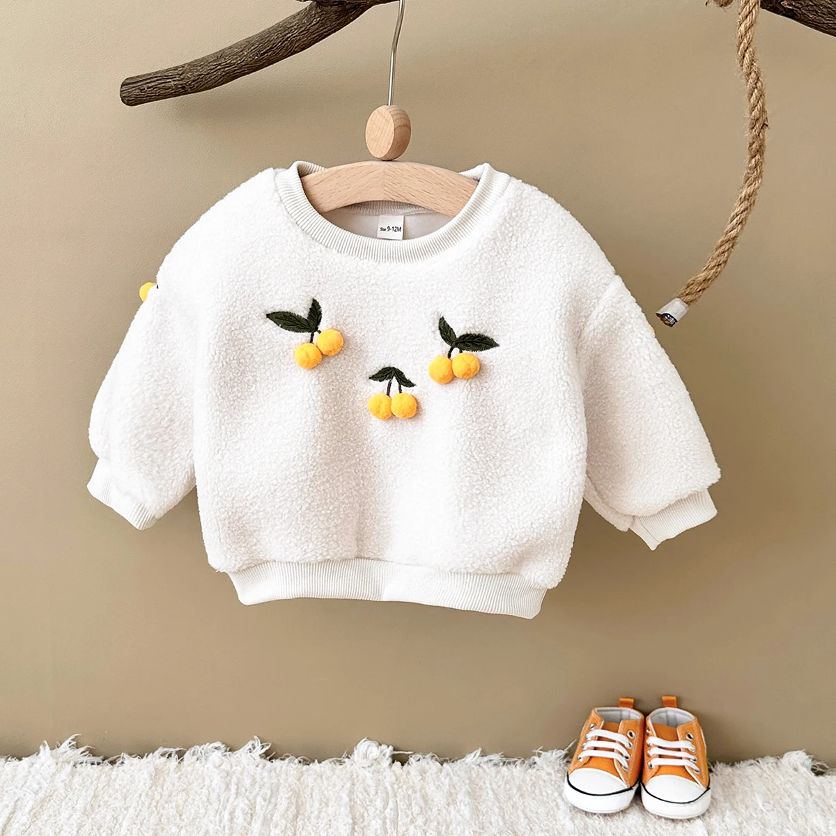 Baby Girl Clothes Winter Baby Tops Boy Baby Fashion Children Thick Lamb Wool Fabric Embroidery Korea Top Infant Baby Autumn