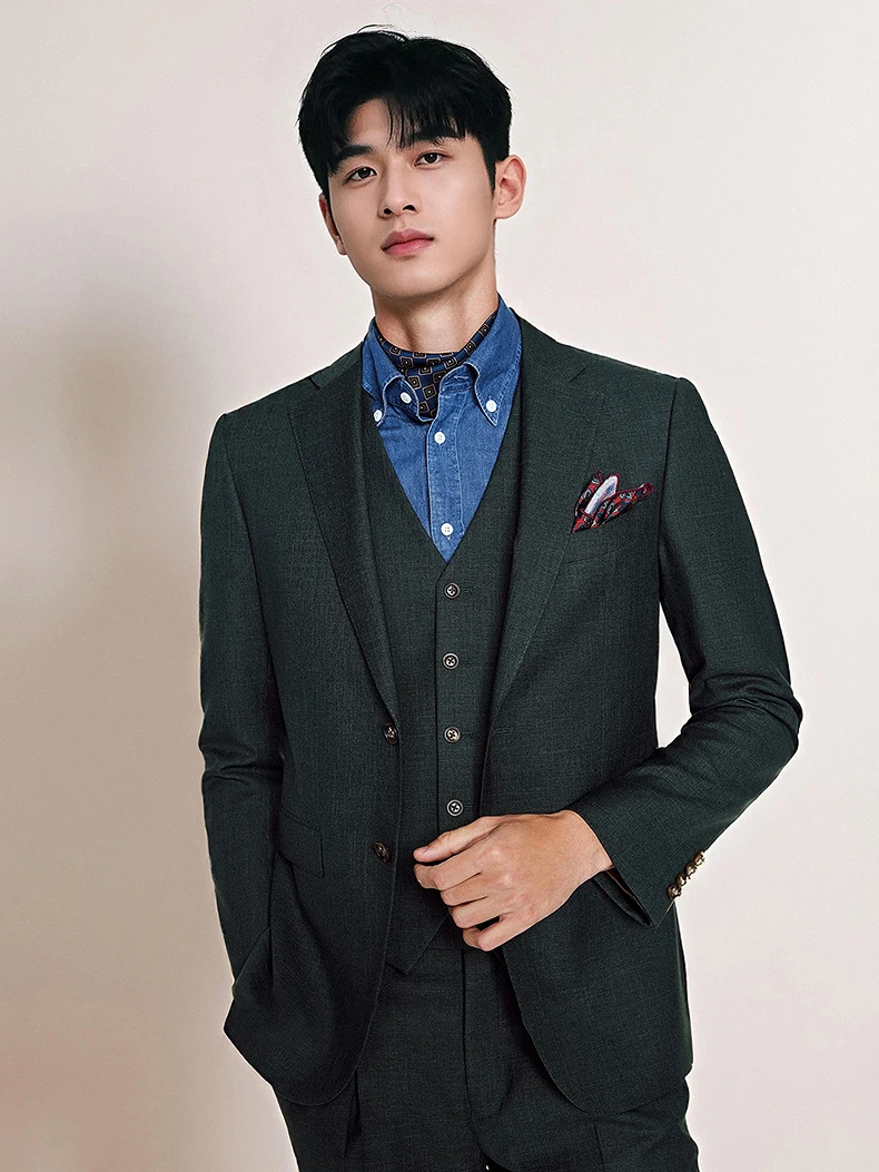 

Мужской темно-зеленый костюм, деловой повседневный свадебный костюм, блейзер и брючный комплект, смокинг жениха, альтернатива для профессионального офиса и церемонии