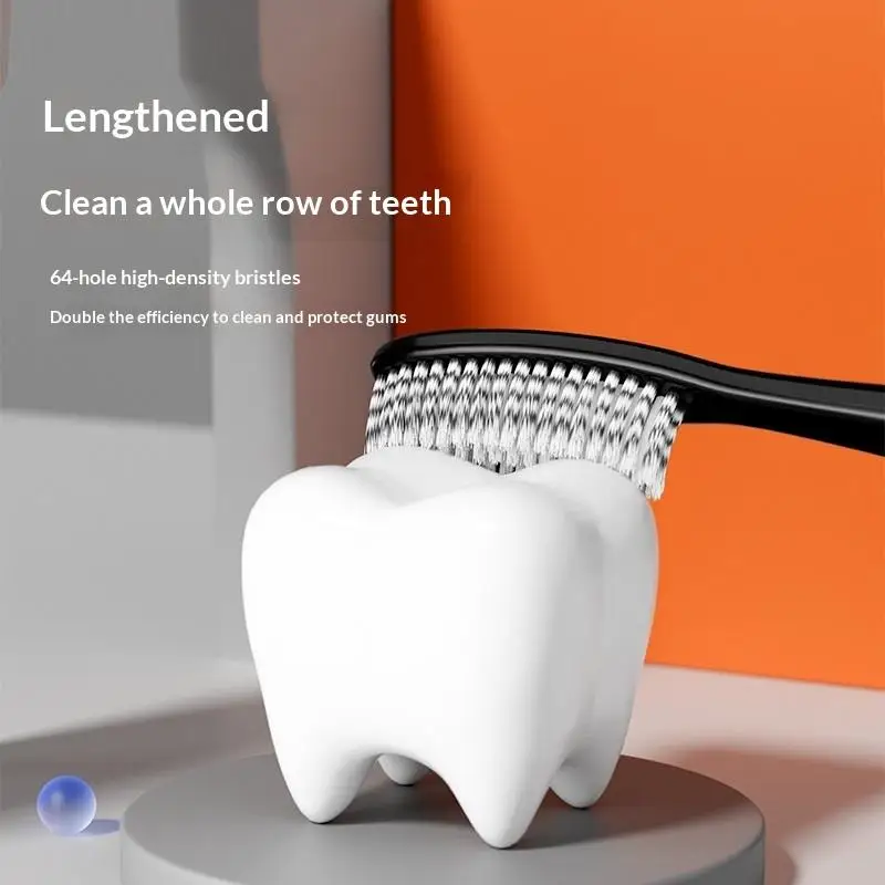 1/3/4 PCS For Adults Black White And Gray High End Color Combination Pack Long Large Head Toothbrush Hard Deep Cleaning