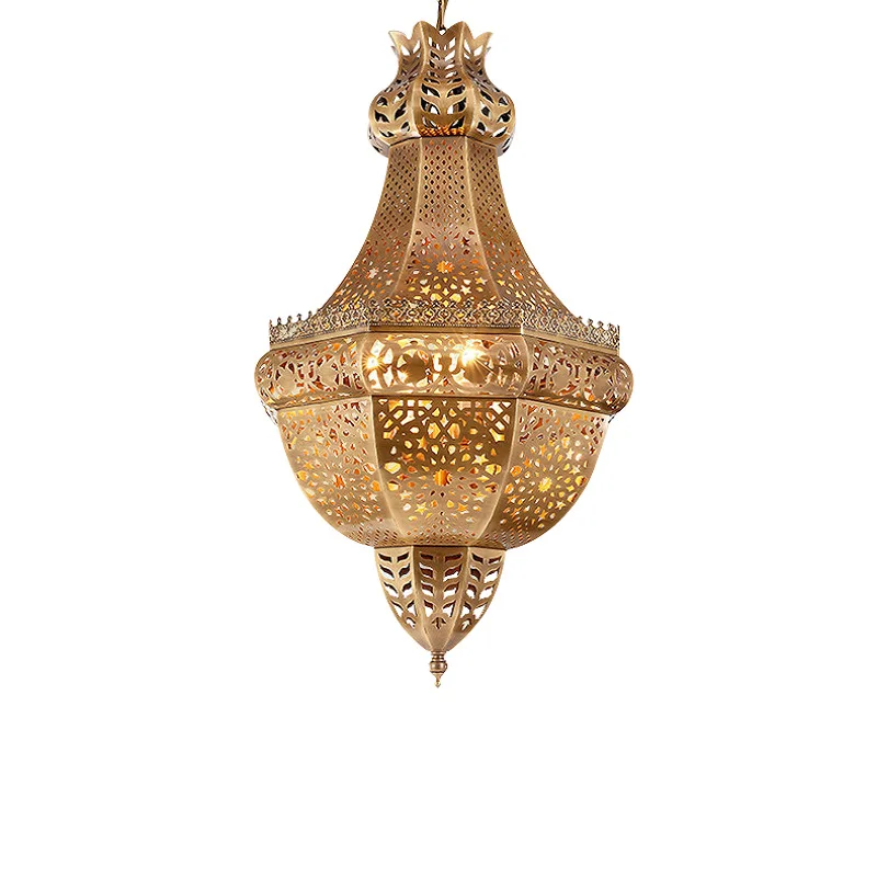 Solder retro led chandelier cafe hotel bar hollow carved chandelier