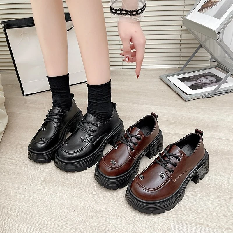 منصة المتسكعون للنساء النمط البريطاني الدانتيل يصل ماري جين أحذية الشقق مكتنزة وحيد أحذية من الجلد جولة تو المرأة حذا فردي للسيدات