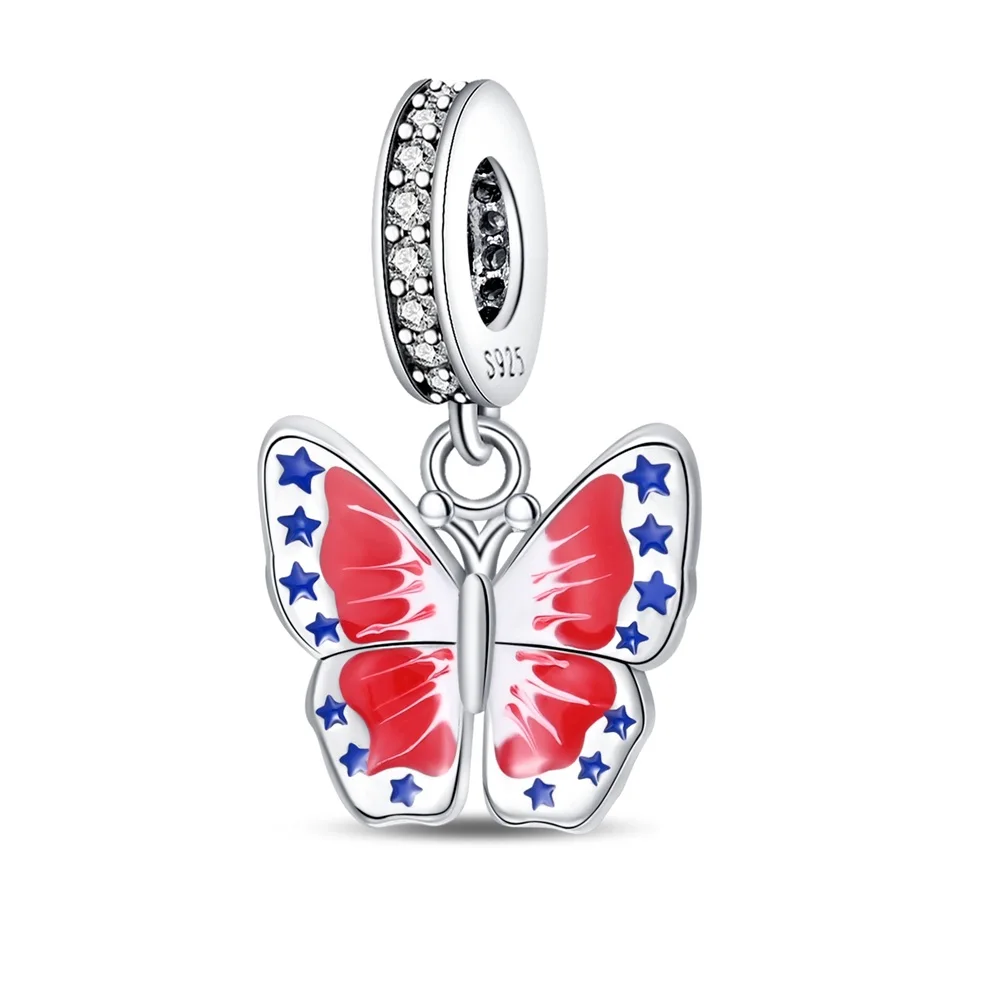 

Romantic 925 Sterling Silver Colorful Star Butterfly Charm Fit Pandora Bracelet Women's Forest Play Jewelry Accessories