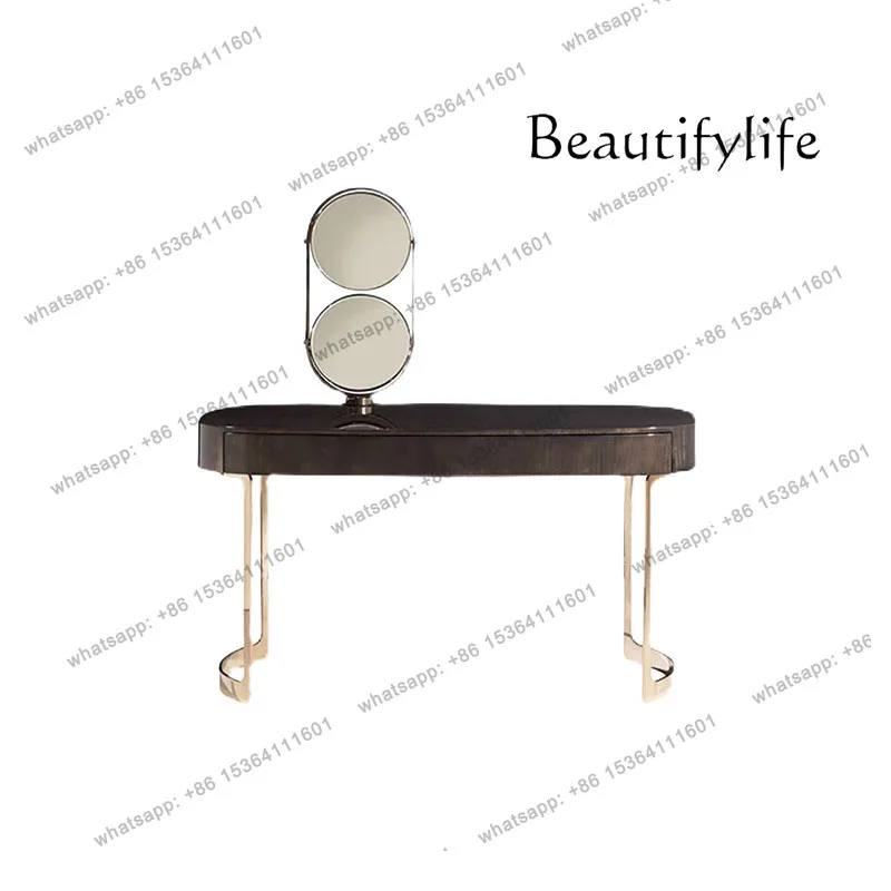 

Italian solid wood dresser light luxury high-end master bedroom dressing table modern new makeup table with mirror
