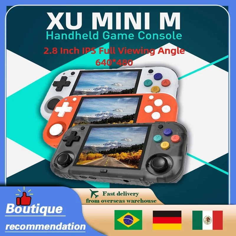 XU MINI M Handheld Game Console 2.8 Inch IPS Full Viewing Angle MINIM Retro Simulator Video Player Portable Console ChildrenGift