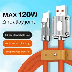 120W 6A Liquid Silicone Super Fast Charge Type C Data Cable For Xiaomi Huawei Samsung Quick Charge USB Bold Data Line