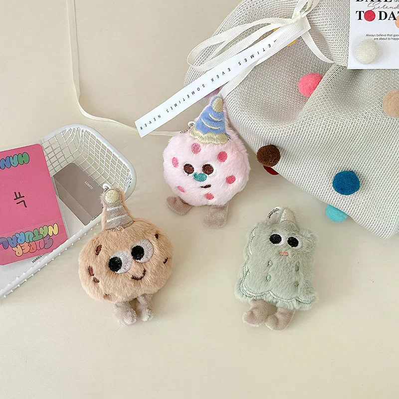 /GJ/Cartoon Plush Cookies Keychain Cute Stuffed Doll Lovely Bag Pendant Key Hanging Decoration For Girls Gift Creative