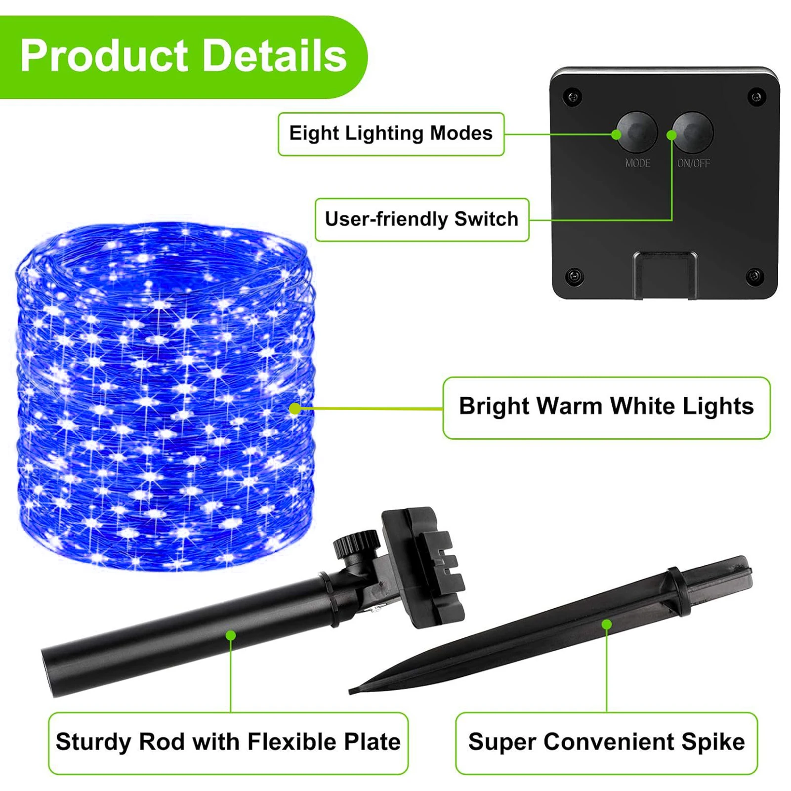 

Outdoor Camping Decoration Light 22m Waterproof Solar Fairy Light Tent Canopy Shelter Decor LED Light String Christmas Decors