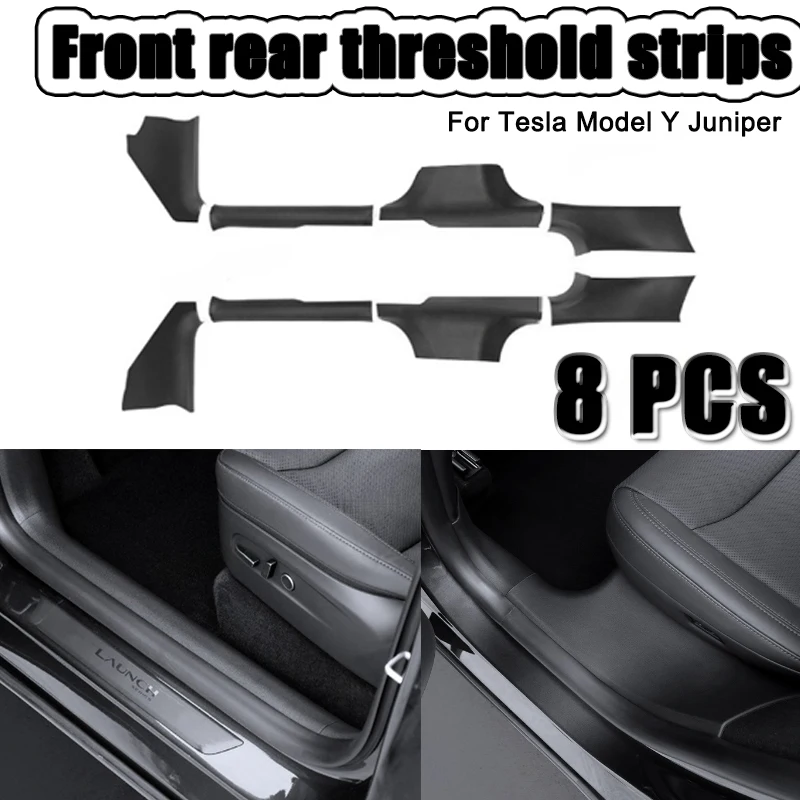 TPE Black Built-in Threshold Bar Welcome Pedal Felt Anti Kick Modification Car Interior Accessory For Tesla Model Y Juniper 2025