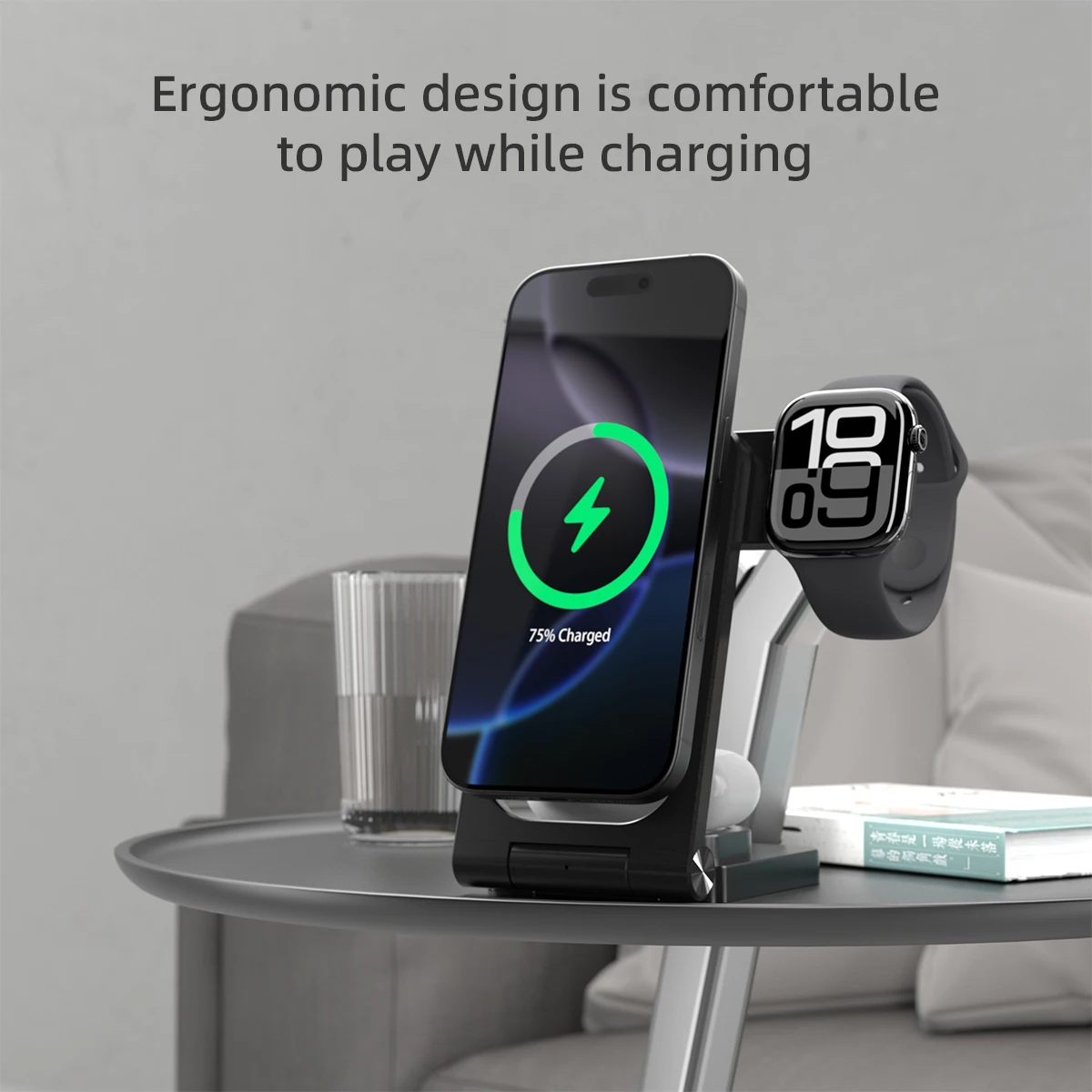 New Portable Multi-functional Wireless Magsafe Charger with Magnetic Data Cable Three-in-One for Phones And Earphones