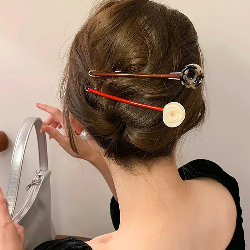 1pc Bangs One-word Buckle Roses Cute Candy Colors Hairpin Acetate Hair Clip Sides Hair Accessory Head Simple Style