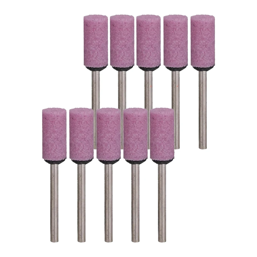 10 PCS/Lot Abrasive Mounted Stone Grinding Stone Wheel Cylinder-Shape Pink Head For Rotary Tools Accessories