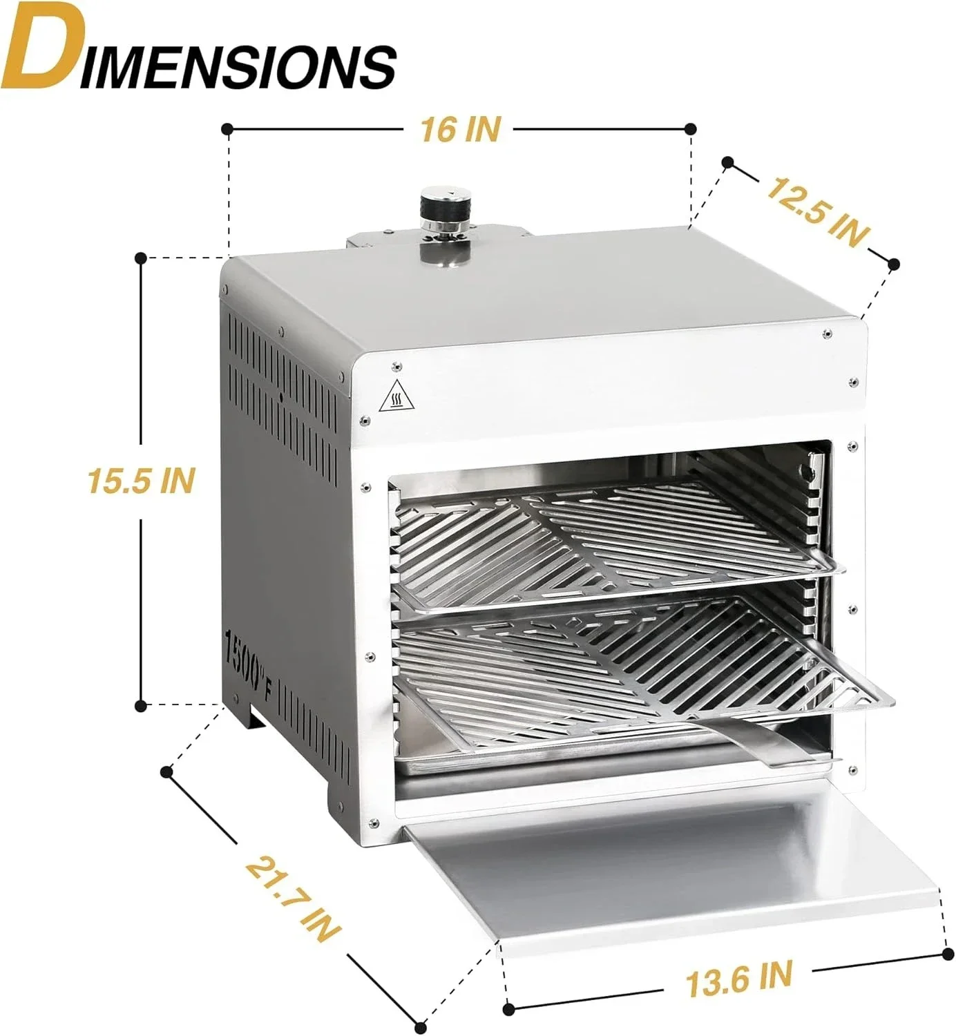

[New Arrival, Discounted Price!]1500°F Small Infrared Propane Gas Grill – Portable Steak Broiler & Sear Station, Outdoor Salaman