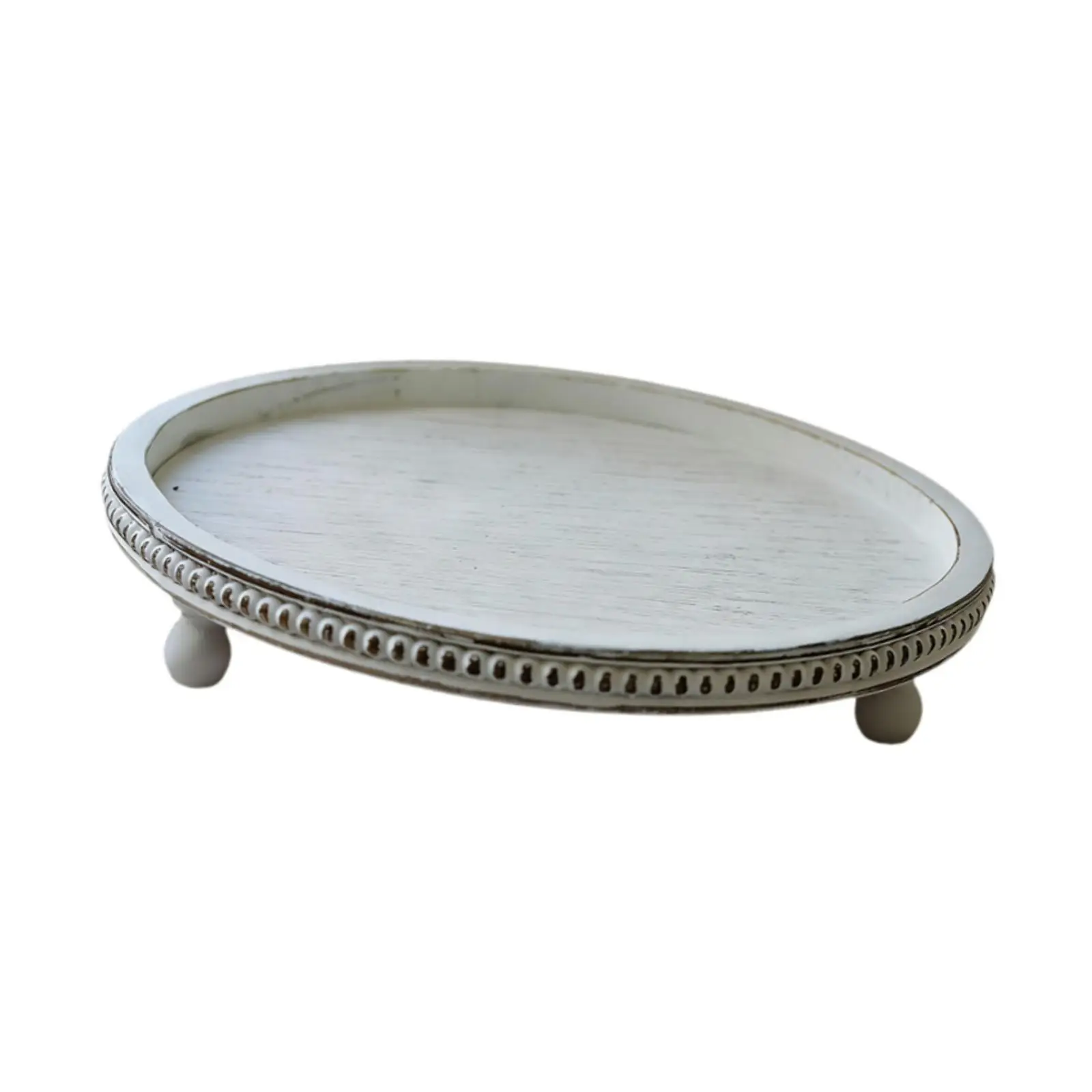 Wood Pedestal Stand Display Riser with Ball Legs Sturdy 40cm Elegant Candle Stand Decorative Tray for Farmhouse Plant Counter
