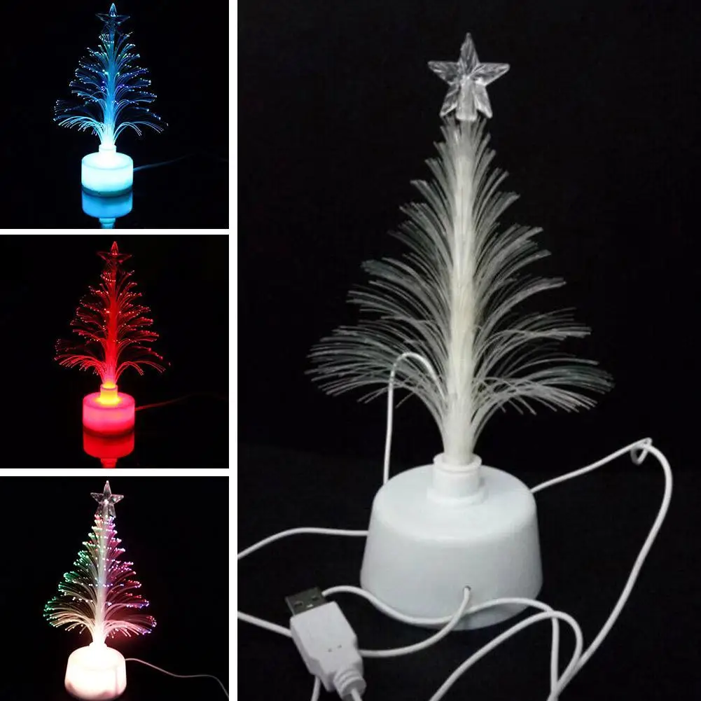 1pc USB Tree Desk Fiber LED Christmas Tree Lamp Decorative Light Night Light Color Changing Home Desktop Garden Decoration Light