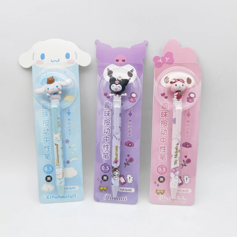 

Sanrio Kawaii Neutral Pen Student Office Stationery 0.5mm Push Cartoon Cinnamoroll Melody Neutral Pen Student Wholesale Supplies