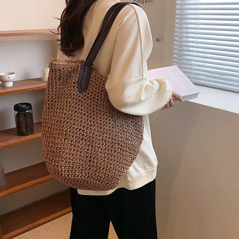 Sommer Strand Taschen Für Frauen Handgemachte Rattan Gewebt Schulter Taschen Große Kapazität Stroh Tasche Böhmischen Casual Reise Handtasche Totes – Detail 10