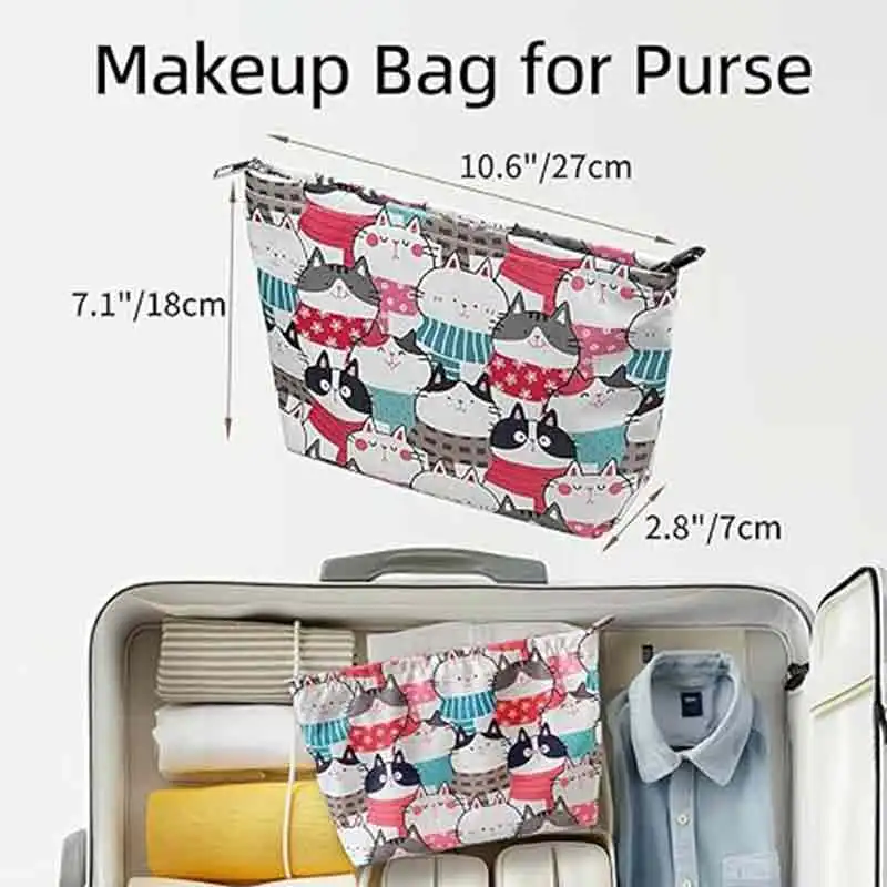 BBA083 Makeup Bag, Travel Makeup Bag For Purse, Cartoon Cats Cosmetic Bag