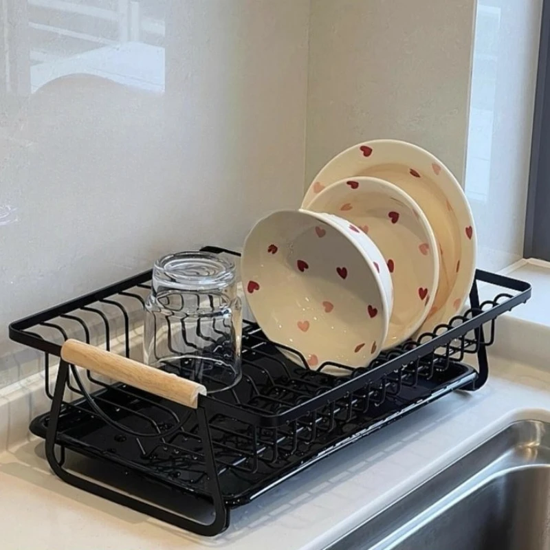 

Iron Drainage Rack,Kitchen Multifunctional Dish Organizer,Countertop Tableware Storage Basket,Water Filtering Storage Shelf