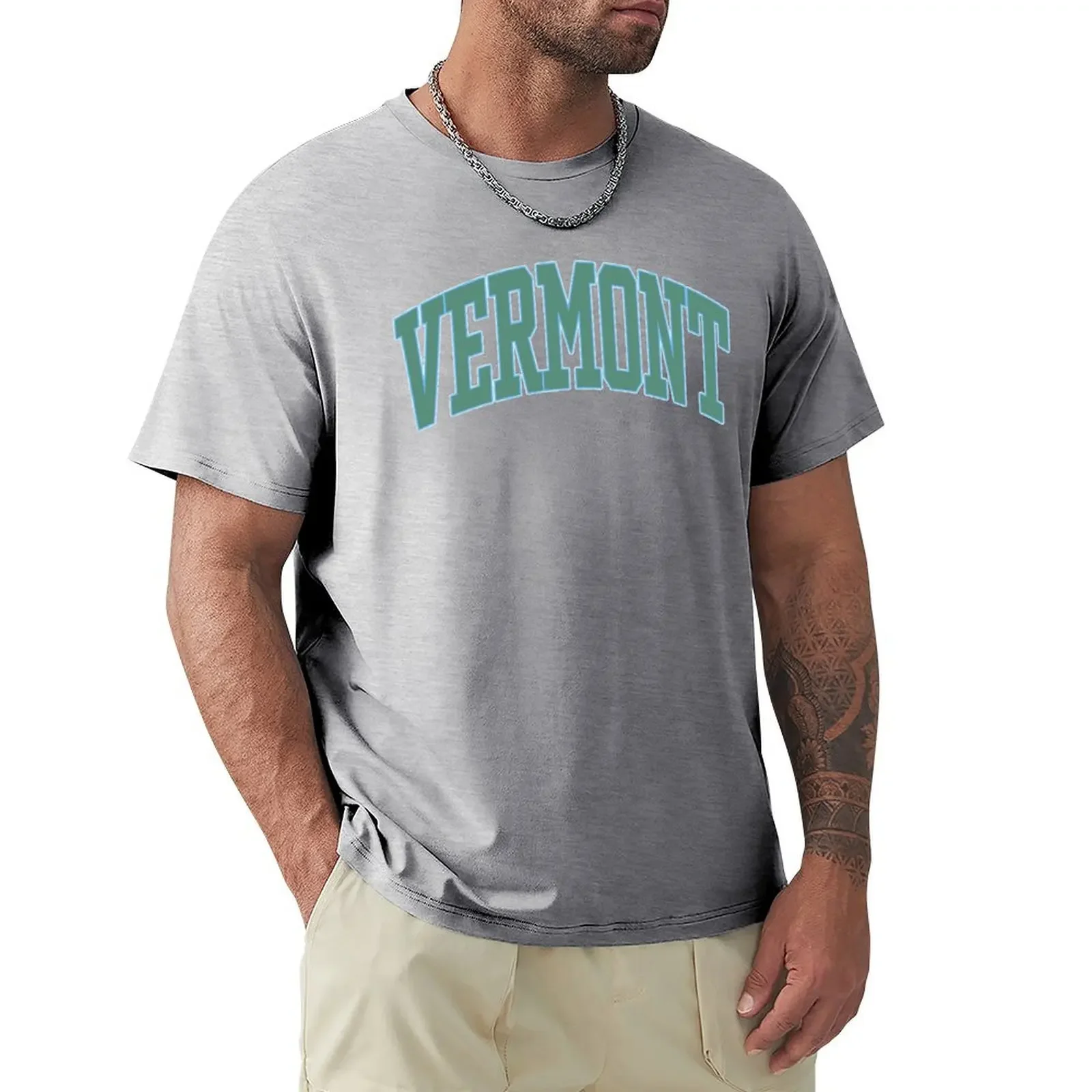 vintage arch vermont green blue T-Shirt for a boy vintage sublime t shirts for men cotton