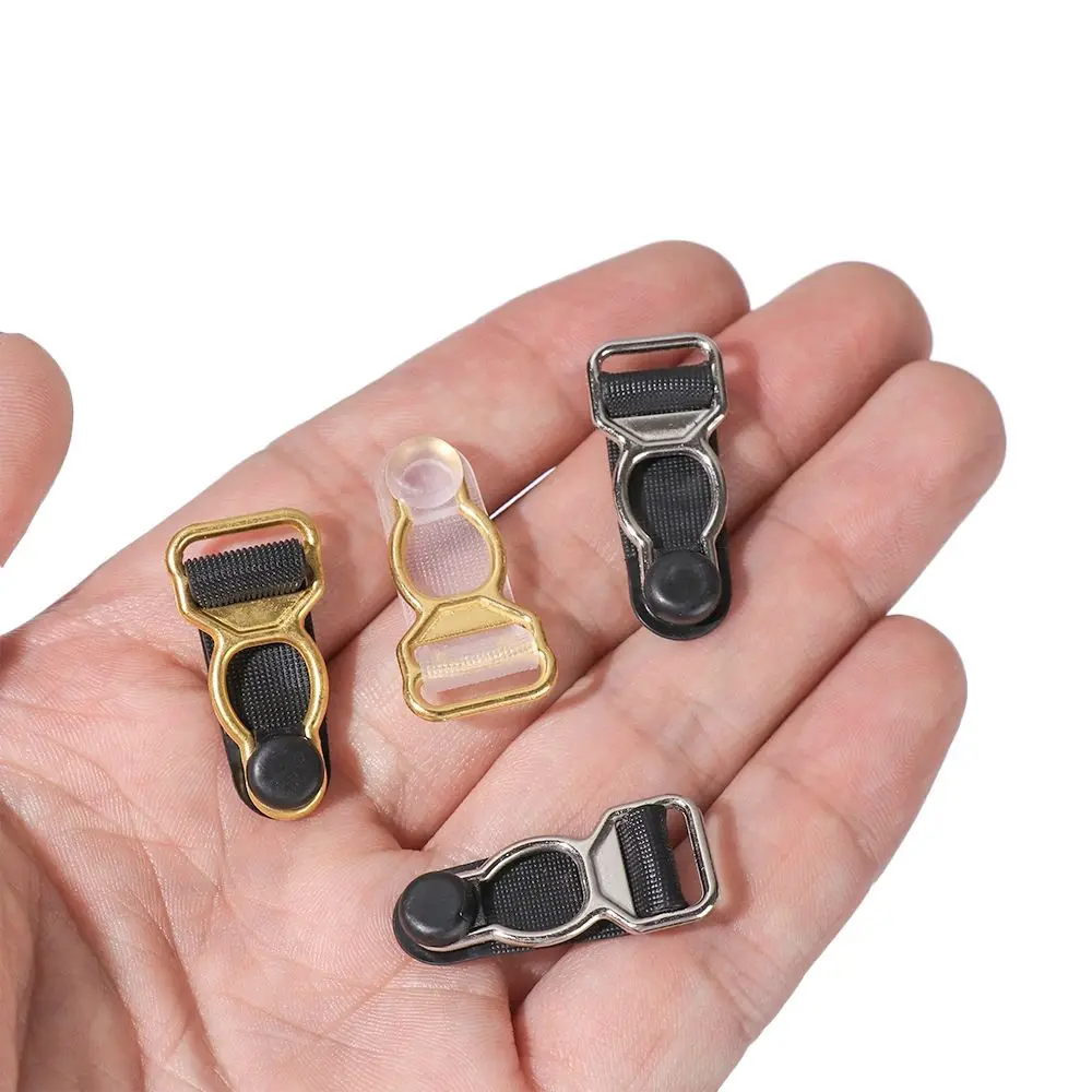 10pcs 10/12mm Corset Leg Garter Adjusting Buckle Suspender Ends Buckles Hosiery Stocking Grips Belt Clip Hooks Alloy Sock Clips