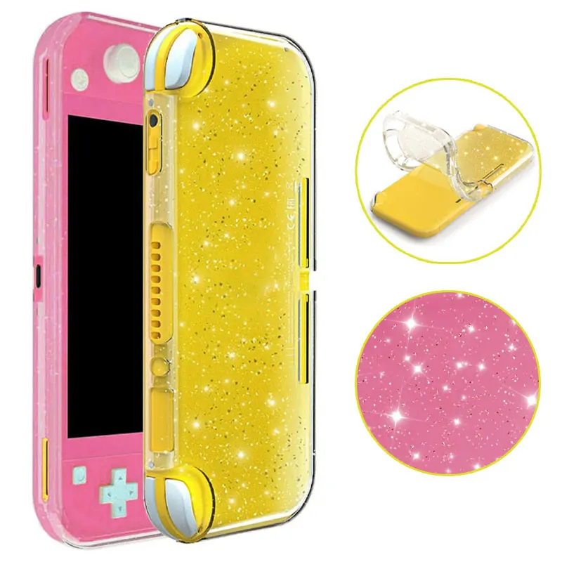 Luxo bling cristal glitter caso para nintendo switch lite game console pele manga escudo macio tpu capa protetora acessórios