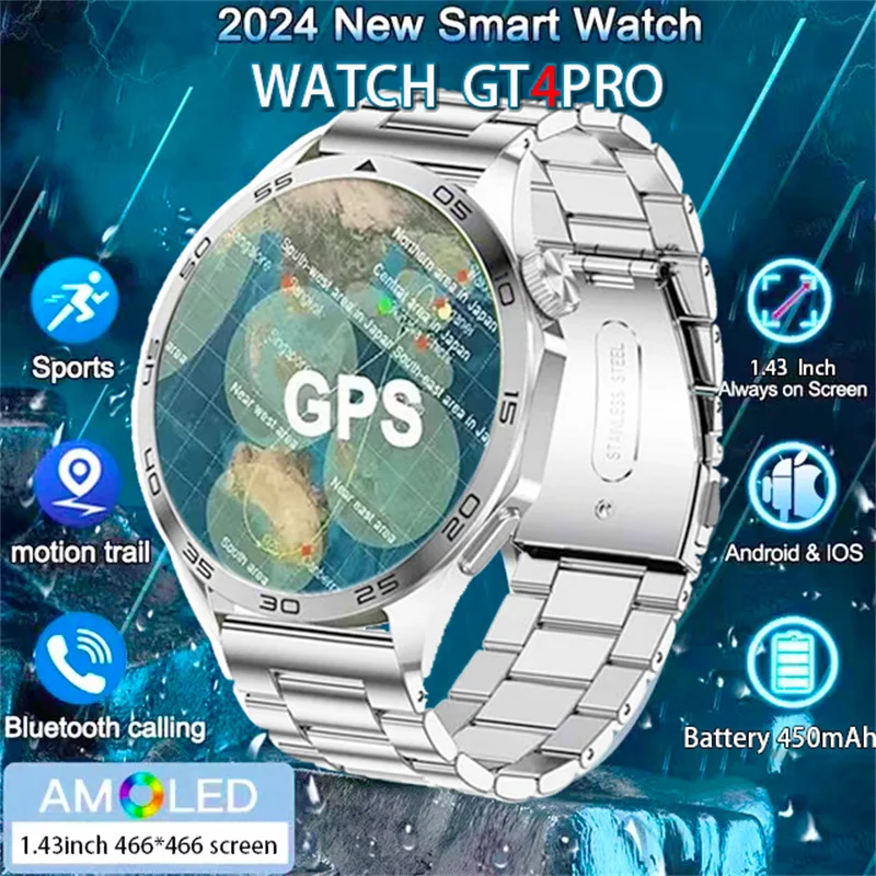 

2024 New 1.43-inch Men's Bluetooth Call Smartwatch Exercise Fitness Tracker Blood Pressure Monitor Android IOS 330mAh smartwatch