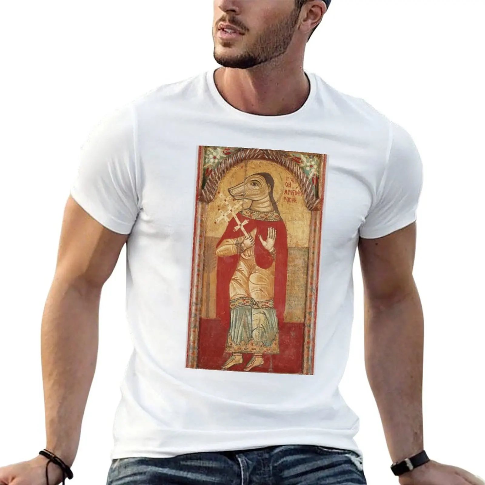 

Saint Christopher as a Cynocephalus, Cappadocia, 17th century. T-Shirt t shirt man cotton t shirts for man pack cotton T-Shirt