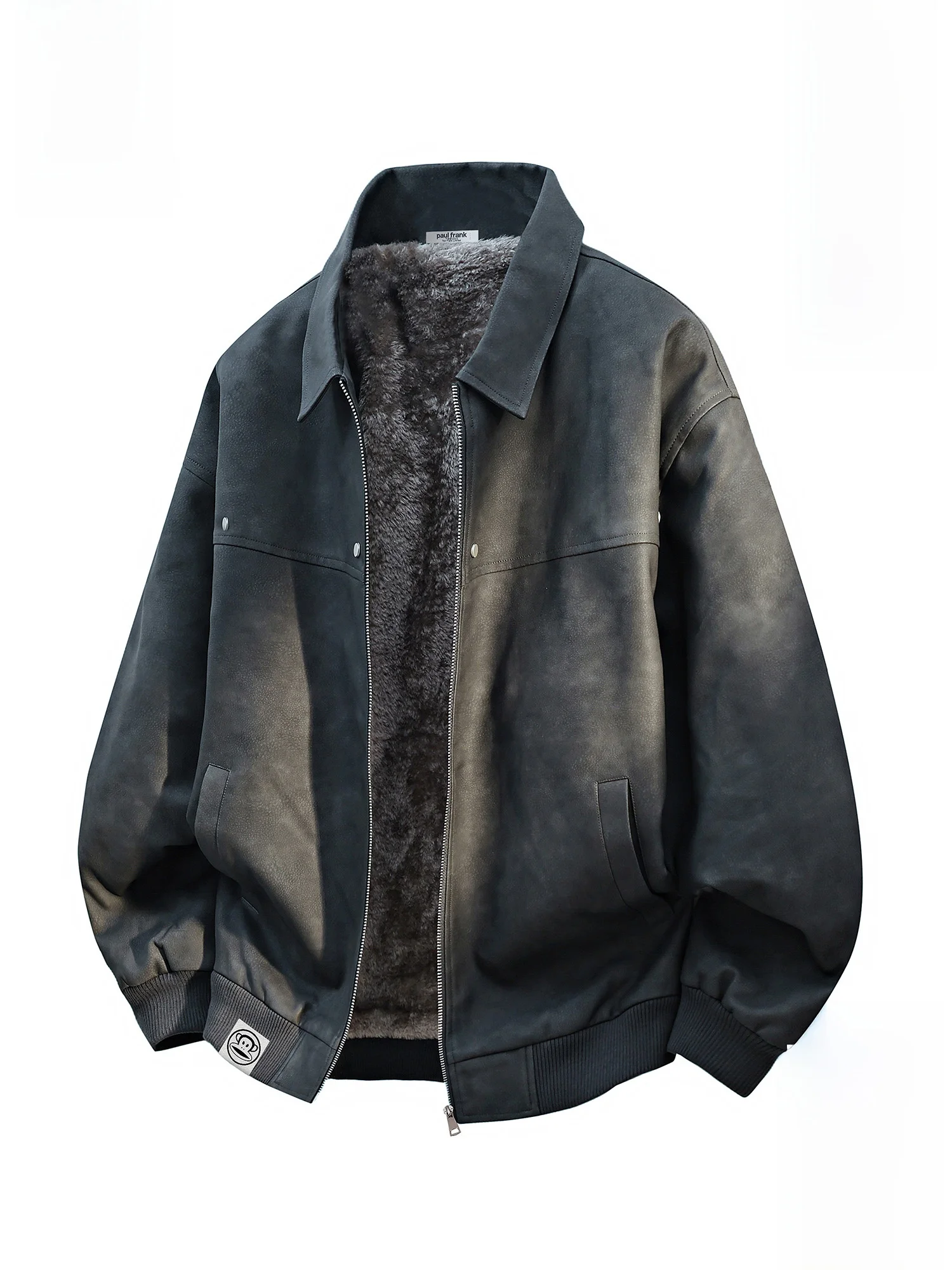 

PaulFrank Men's Fce Lined Casual Jaet with Collar Autumn Winter Warm Leisure Workwear Banana Republic Sle PU Leather