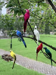 Estatuilla de simulación de loro para decoración de jardín, adorno creativo de césped, pájaro Animal, decoración de fiesta al aire libre, 25/35cm