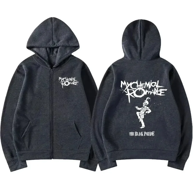 MCR My Chemical Romance Dead Zipper Hoodie Black Parade Punk Emo Rock Zip Up Men's Vintage Hip Hop Fashion Sweatshirt - view 3