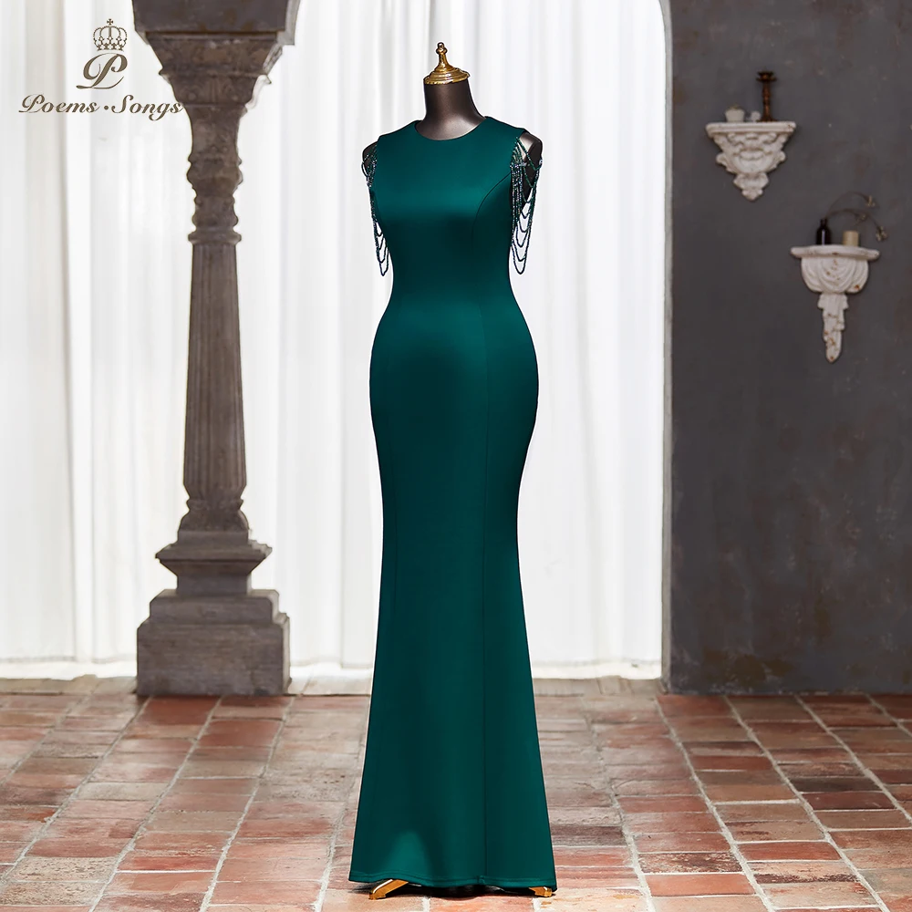 Customized Dark Green Satin Mermaid Evening Dress Floor-Length Bodycon Party Gown Formal Prom Wear for Women vestidos de fiesta