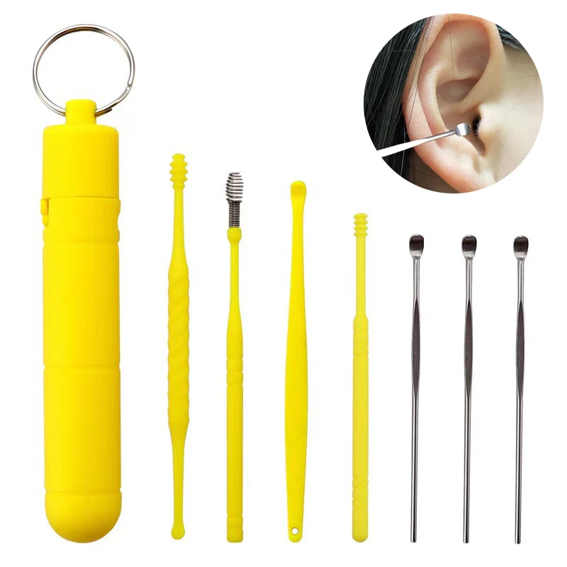 

7 шт., ложка для чистки ушей из нержавеющей стали, набор инструментов для удаления ушной серы, инструмент для удаления ушной серы, инструмент для удаления ушной серы
