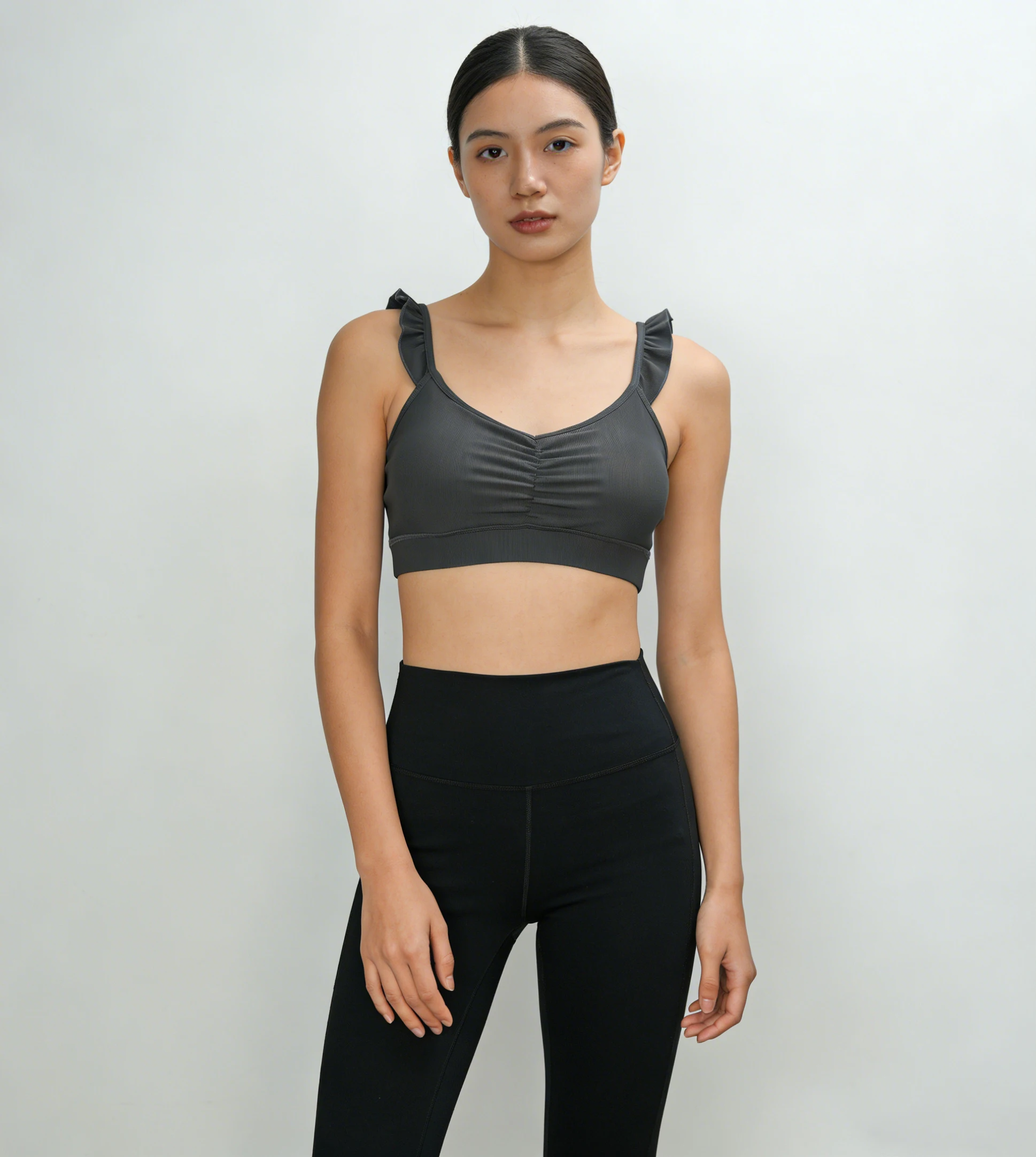 Solid Color Soft Lace-Trimmed Women Fitness Bra Tights Yoga Vest High Strength Shockproof Gym Sports Top Push Up With Chest Pad