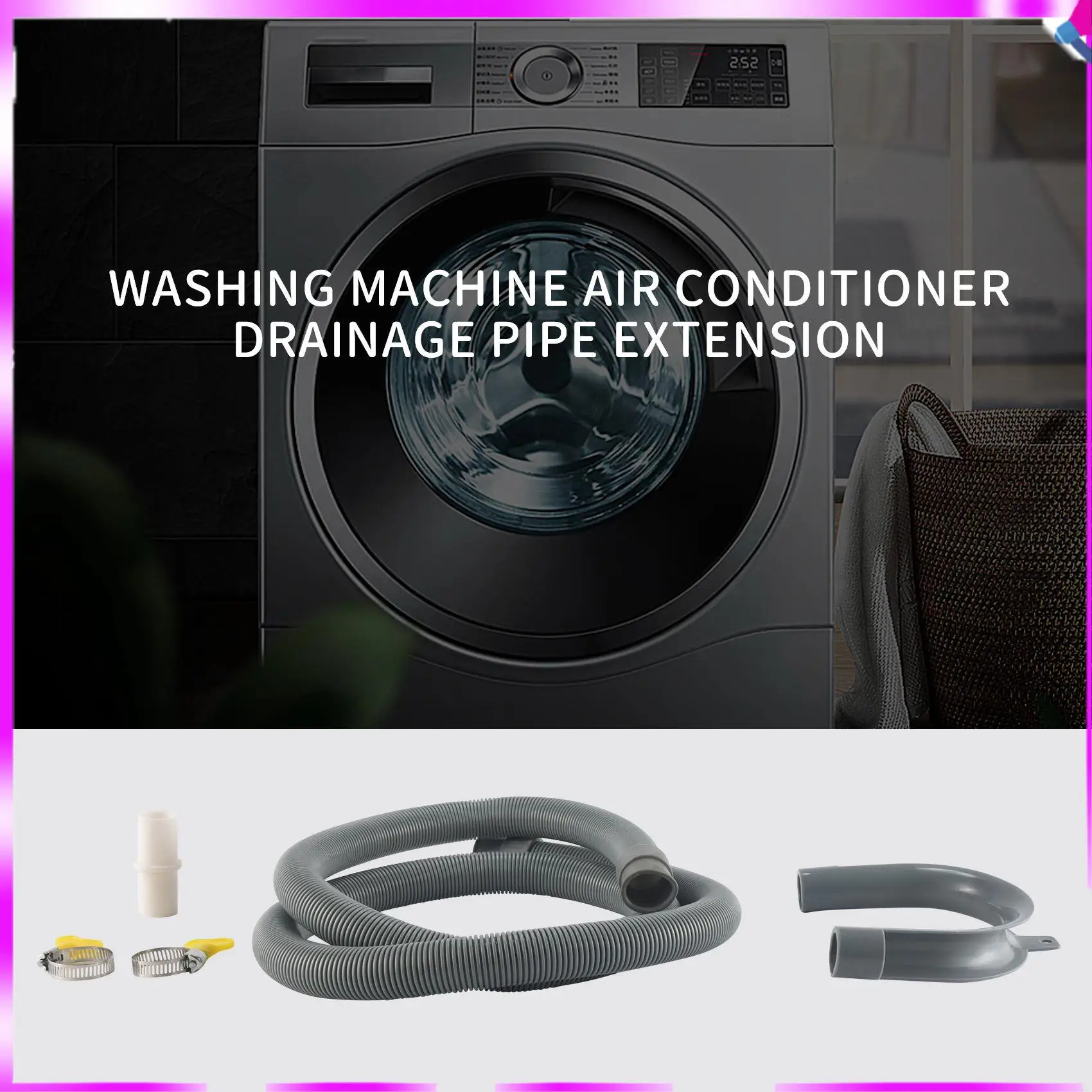 

N96R Drain Hose Extension Set Universal Washing Machine Hose 1.5M, Include Bracket Hose Connector And Hose Clamps Drain Hoses