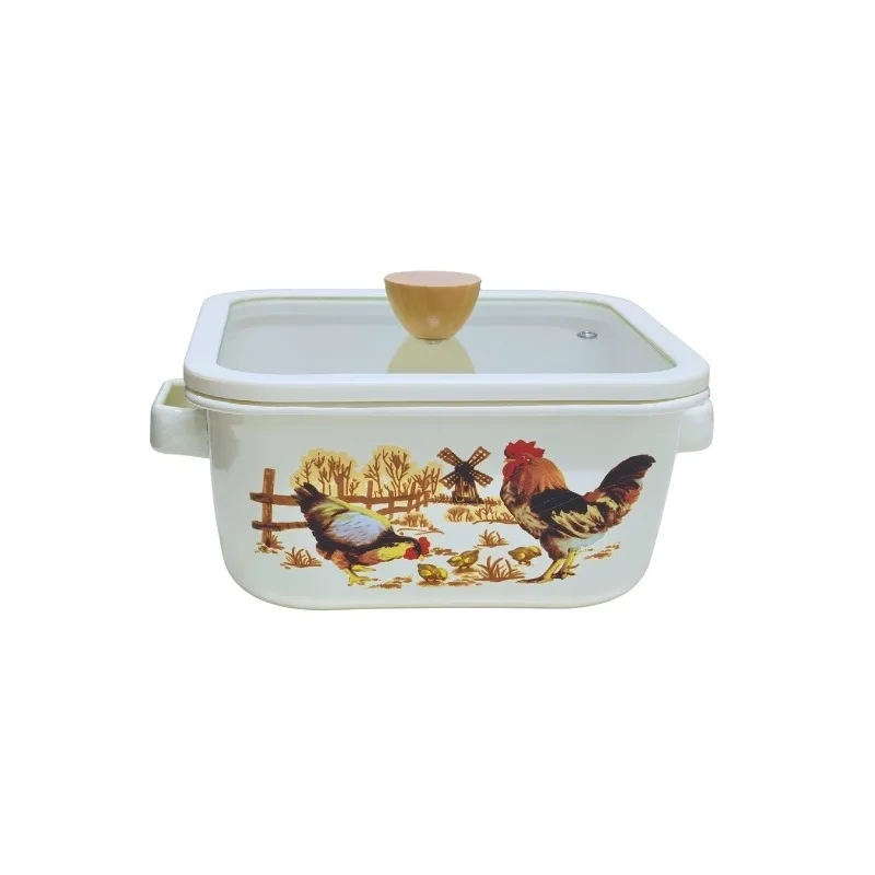 

Enamel square pot Household thickened enamel square pot Binaural stew pot Noodles and soup Induction cooker Gas universal