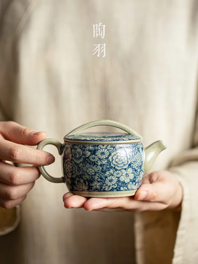 

Old Pottery Clay Wanhua Hanwa Ceramic Kung Fu Set Antique Blue And White High End Tea Ware Household Pot