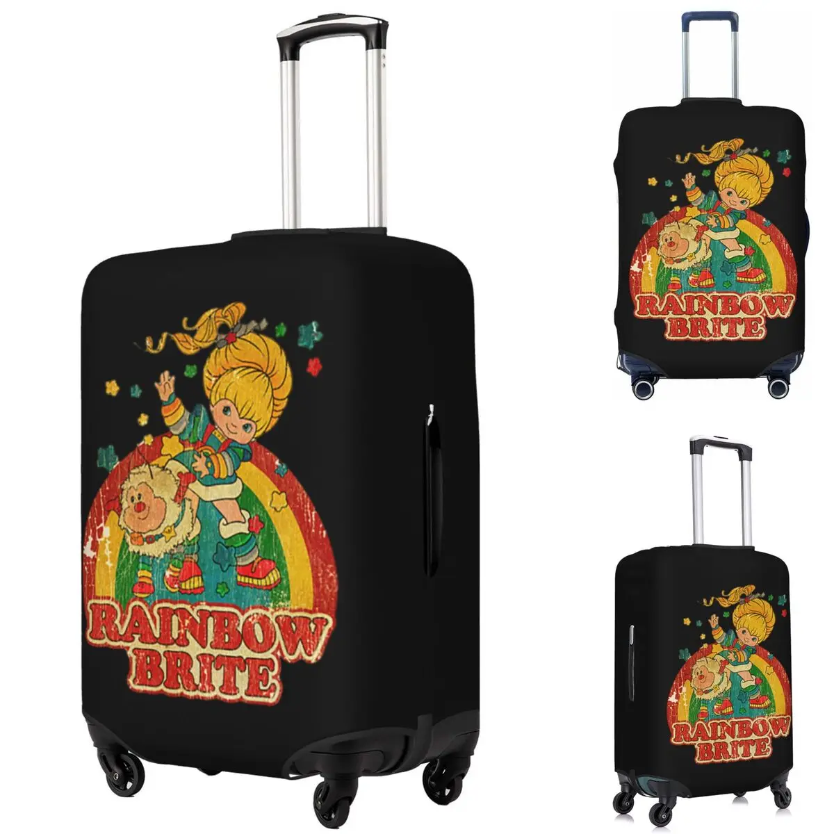 

RETRO VINTAGE RAINBOW BRITE Suitcase Cover Protection Elastic Travel Luggage Protector Covers for 18-32 Inch
