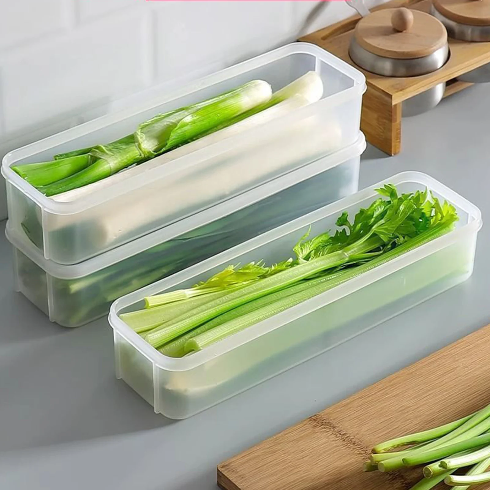Cilantro Frühlingszwiebel Aufbewahrungsbox für Küche, Kühlschrank, Frische, Kräuter-Organizer mit Deckel, Nudeln, Eier, Gemüse, Konservierungsbehälter