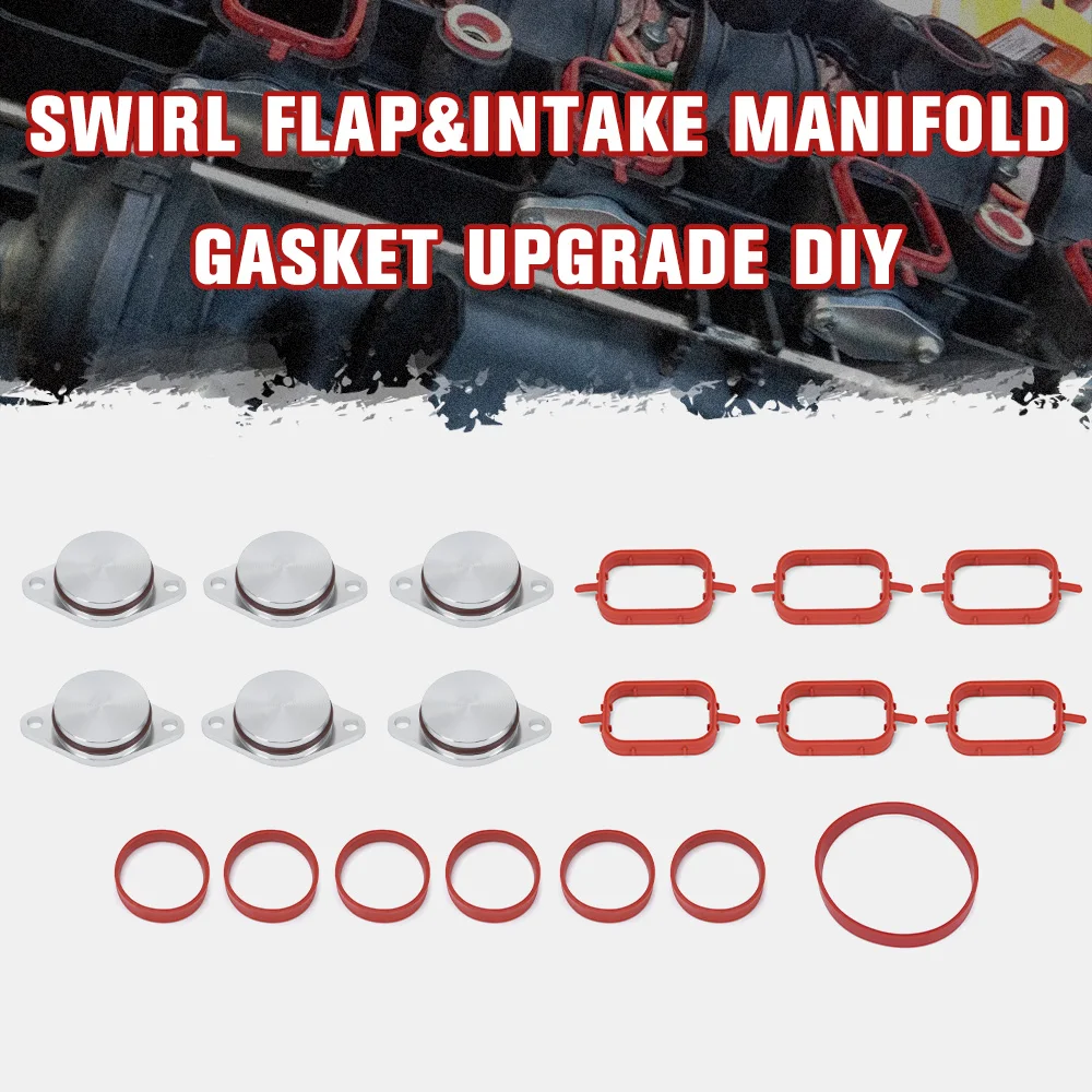 Swirl Flap Blanks Plate & Intake Inlet Manifold Gasket Seal For BMW M57 E39 E60 E46 E38 E53 E83 E65 E61 E65 E70 E71 E92 X3 X5 X6