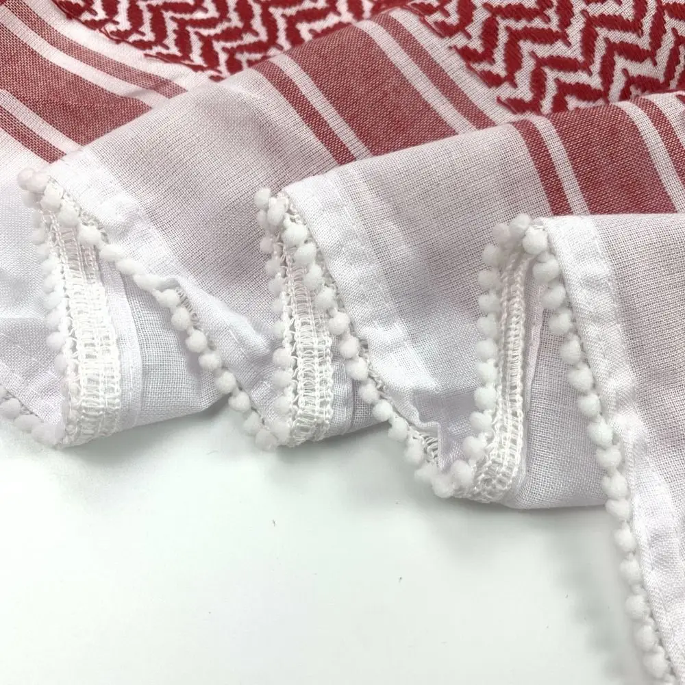

New Traditional Palestinian Scarf Keffiyeh Woven with Classic Patterns Shemagh Kufiya Scarf Men Women