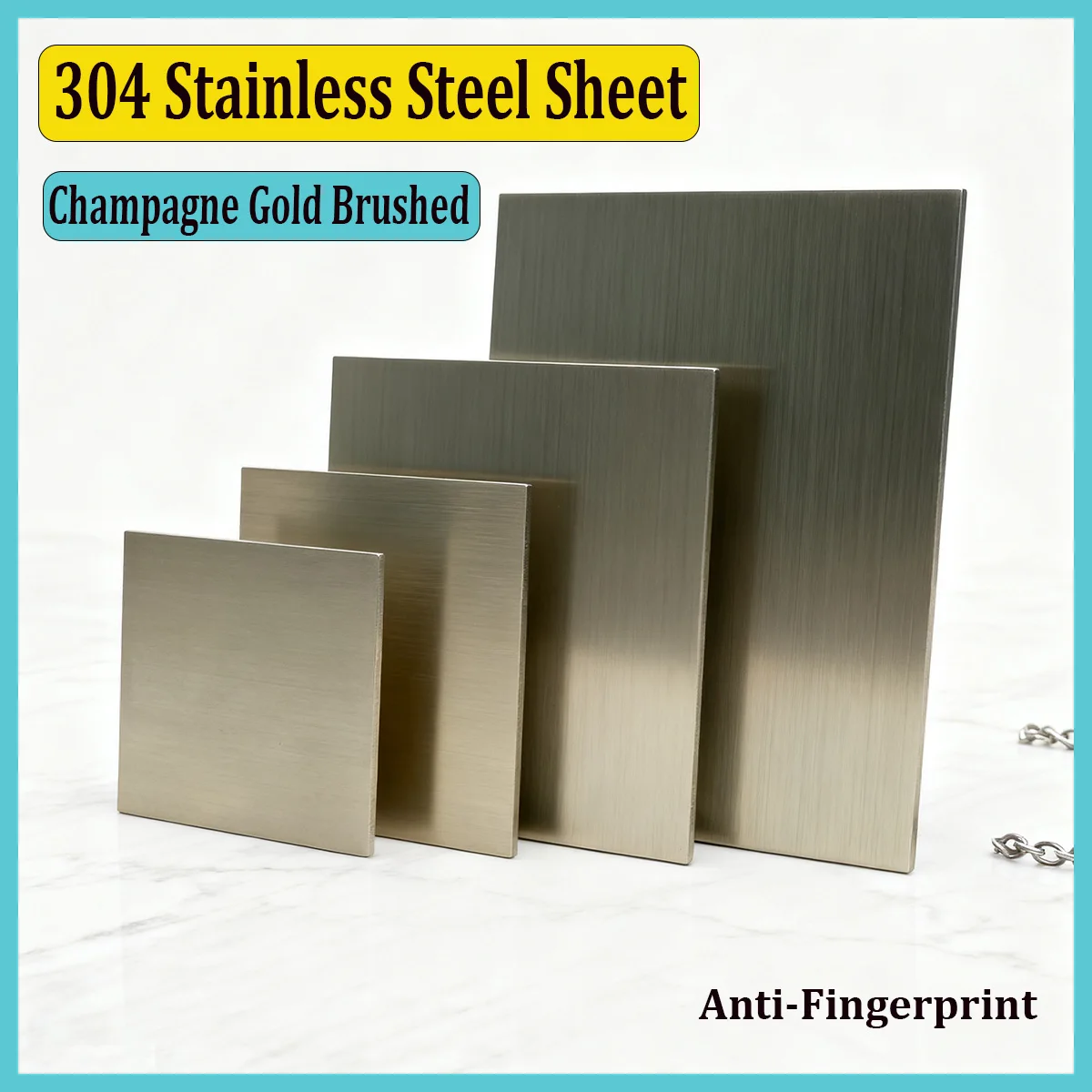 

304 Stainless Steel Sheet Champagne Gold Brushed - Anti-Fingerprint, Customizable for Decoration Engineering Projects