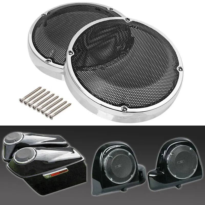 6.5''Grill Speaker Pods Lower Vented Fairing Saddlebag Lid Speaker Cover For Harley Touring Road King Electra Glide 1983-2020