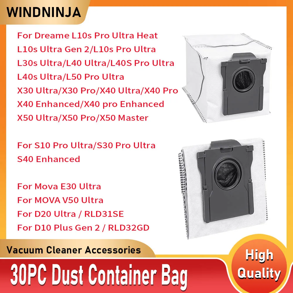 

Мешки для сбора пыли для роботов-пылесосов Dreame X30 Pro, X40 Pro, L40 Ultra, L10s Pro Ultra Heat, X50 Ultra, X40 Ultra, X30 Ultra, Mova V50 Ultra