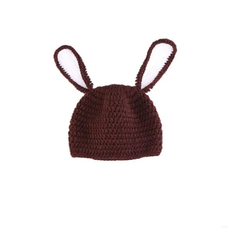 

C5AA Baby Rabbit Shaped Crochet Knit Hat Shorts Warm Girls Clothes Photography Props