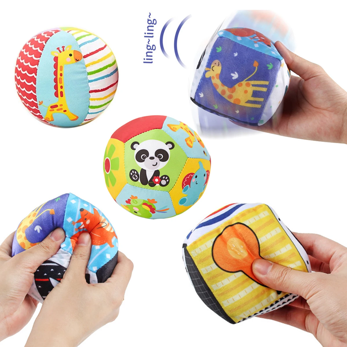 Early Educational Soft Cloth Cube for Baby Fabric Activity Scenery Cloth Block for Baby 0 12 Months Rattles Mobiles Music Toys