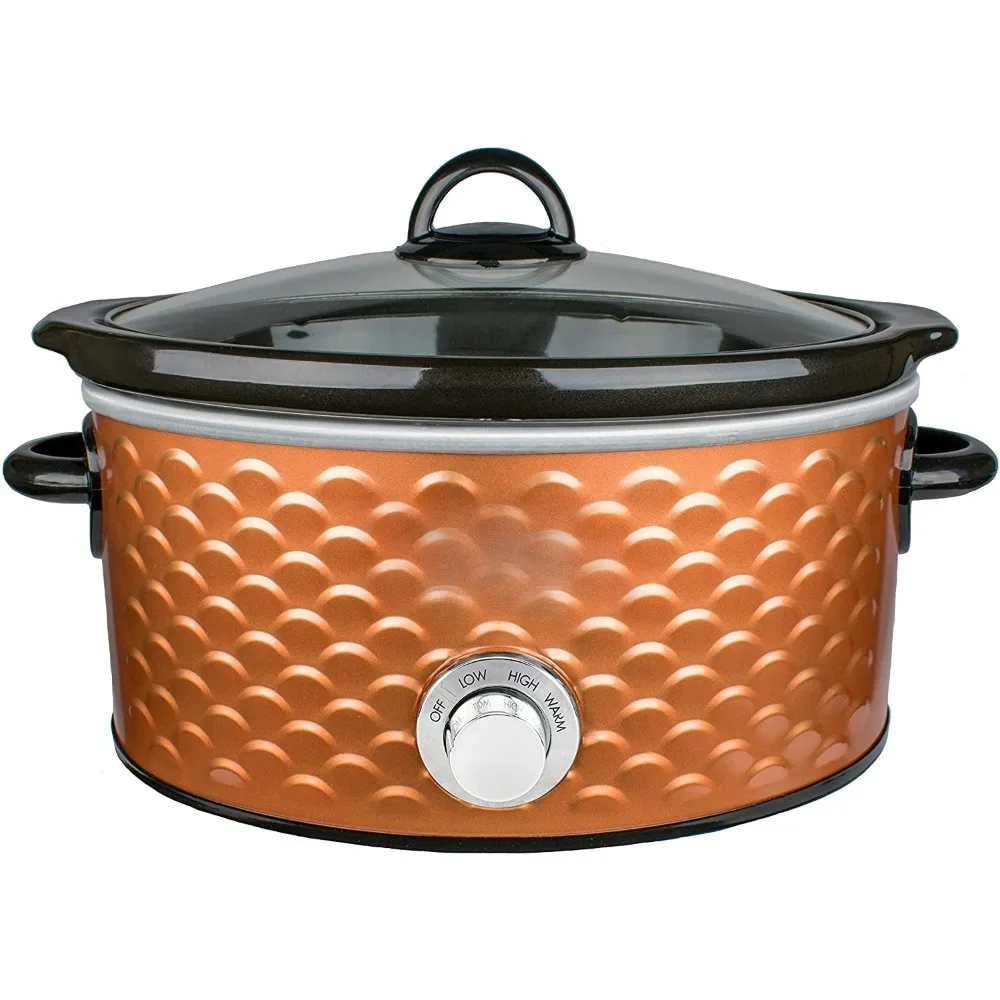 Scallop pattern 4.5 quart copper slow stew pot, kitchen appliances, household appliances, cooking, free transportation