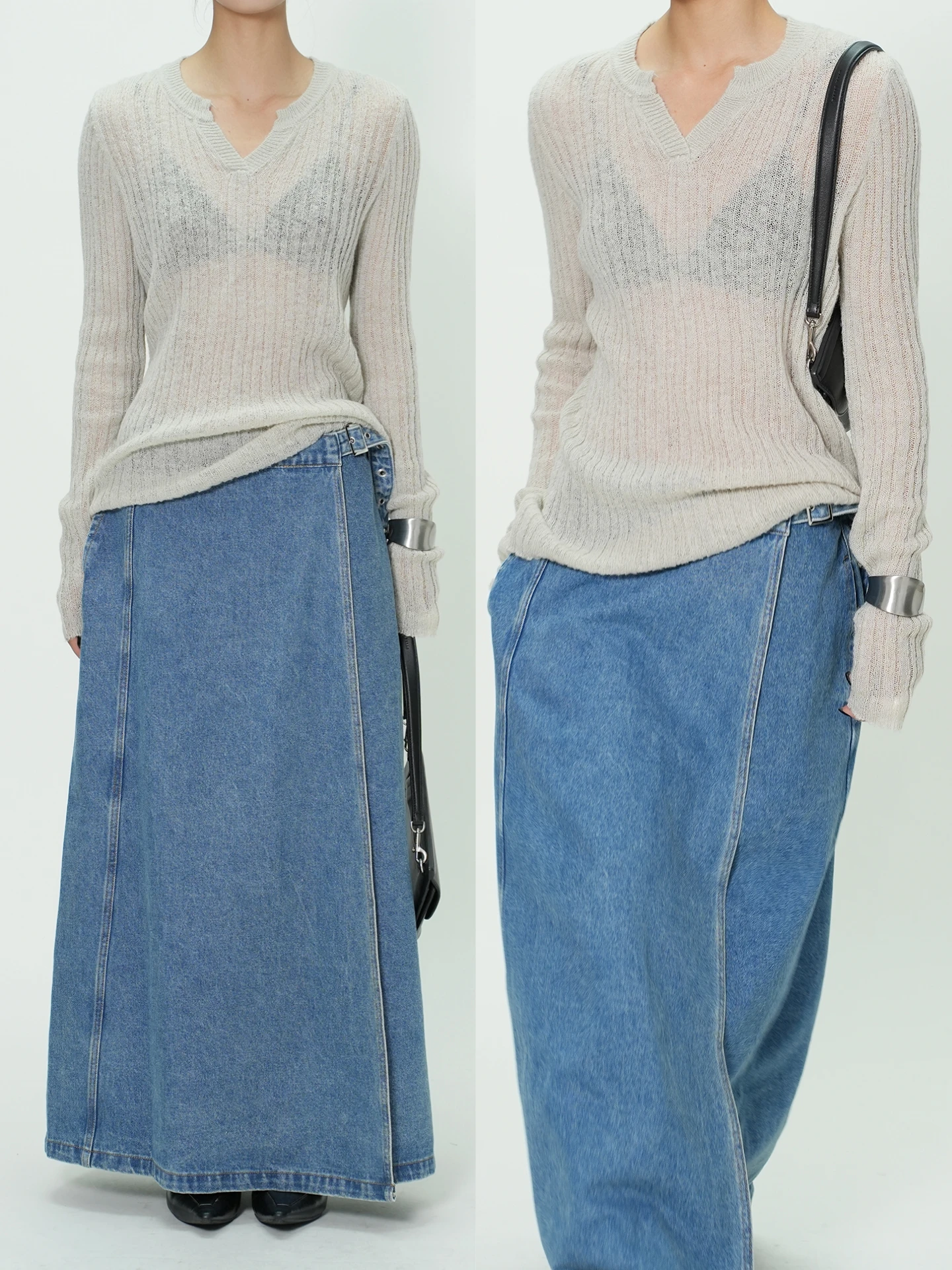 

Легкий вязаный свитер Airroom в минималистичном стиле, свободного кроя, с длинными рукавами, тонкий, весенний, однотонный, женский, модный