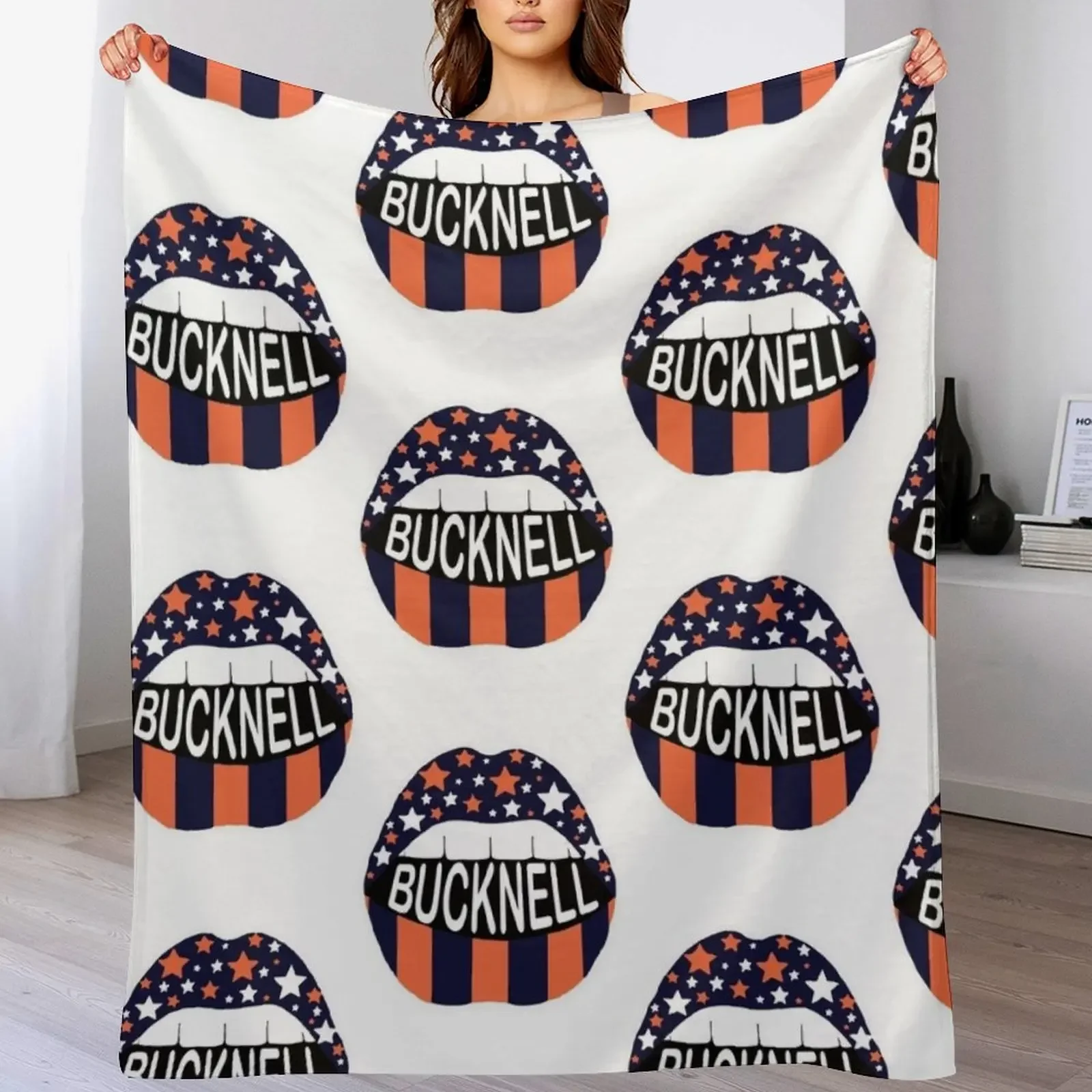 Bucknell Stars and Strips Throw Blanket Stuffeds manga Plaid Blankets